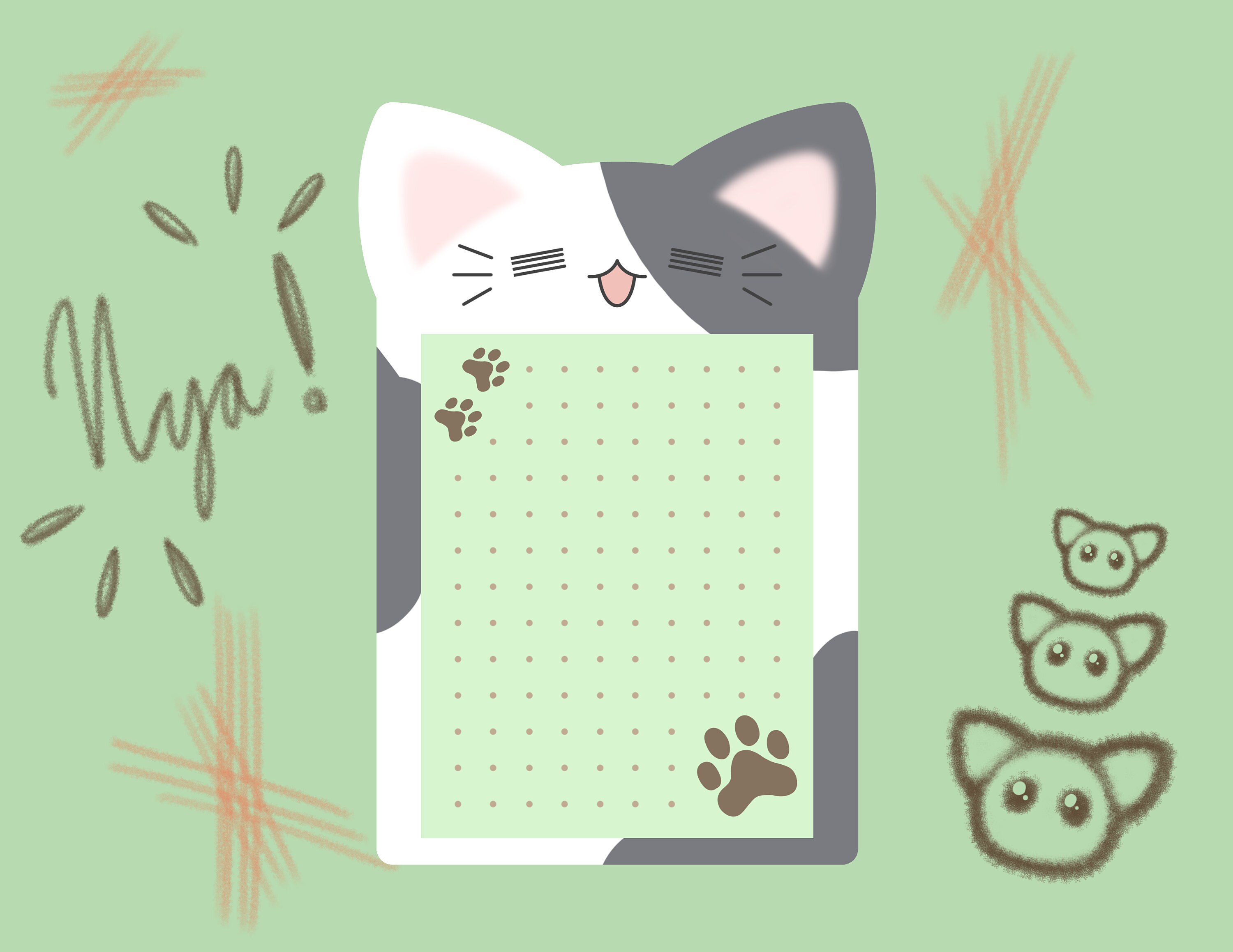 Meowmo Pad Gray Spotted Cat Memo Pads Notepad Cute Etsy