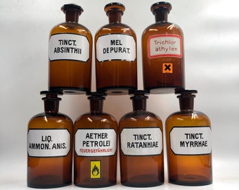 Vintage apothecary bottles from days gone by