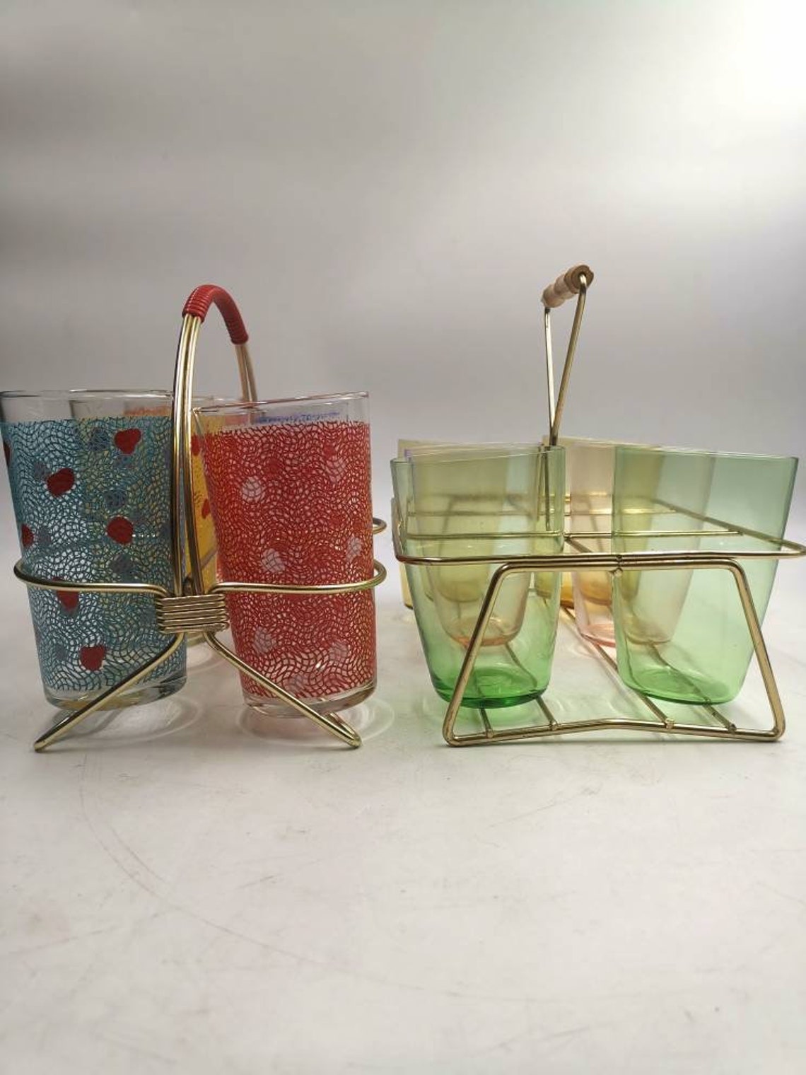 Midcentury glass carrier 6 glasses Etsy