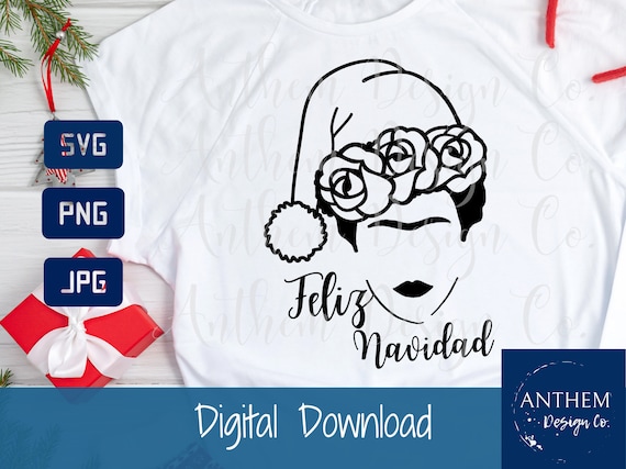 Frida svg, Frida Christmas svg, Latina svg, Feliz Navidad svg, Frida Feliz Navidad, unibrow svg, hispanic svg, Feliz Christmas
