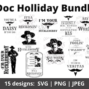 Lot Doc Holliday SVG, Doc Holliday, Je suis ton airelle, Dites quand, Johnny Ringo, Pierre tombale SVG, lot SVG, Cricut, Silhouette