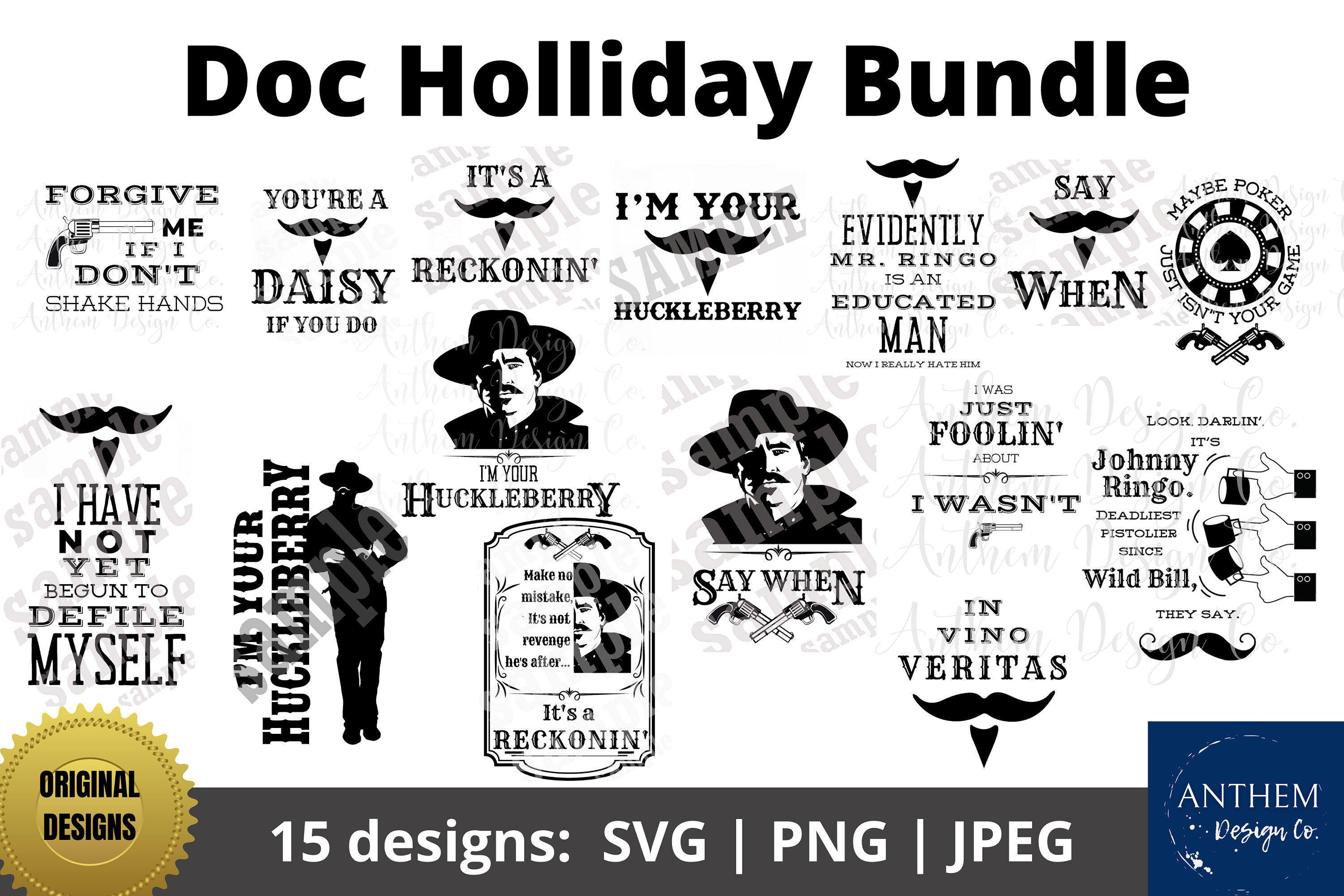 Doc Holliday SVG bundle, Doc Holliday, I'm your huckleberry, Say when, Johnny Ringo, Tombstone SVG, SVG bundle, Cricut, Silhouette