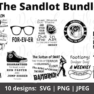The Sandlot SVG-bundel, The Sandlot svg, forever svg, smalls svg, Sandlot-film svg, Babe Ruth svg, grote bambino, honkbal svg