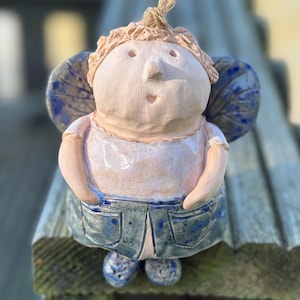 Ceramic bell, Guardian angel, ceramic figurine, artistic bell, hand painted creation, handmade ceramic sculpture, unique gift