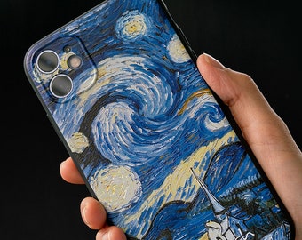 3D Starry Night Van Gogh Case for iPhone 16/15/14/13/12/11/Pro/Pro Max/Mini/Plus - iPhone X/XR/XS/Se/8/7 - Shockproof Custom Phone Cover