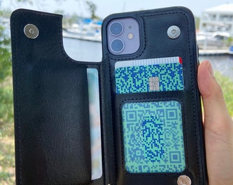 Vegan Leather Wallet Case for iPhone 14/13/12/11/Pro/Pro Max/Mini/Plus - iPhone X/XR/XS/XS/Se/8/7 - Shockproof Luxury Phone Cover and Stand