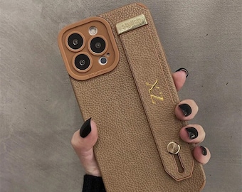 Personalized Luxury iPhone Case with Strap/Holder/Stand - iPhone 16/15/14/13/12/11/Pro Max/Plus/X/XR/XS - Custom Shockproof Camera Cover