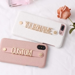 Gepersonaliseerde 3D-naamhoes met band voor iPhone 15/14/13/12/11/Pro/Pro Max/Mini/Plus - schokbestendige iPhone X/XR/XS/XS/Se/8/7 schokbestendige hoes