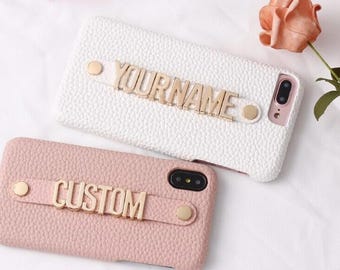 Personalized 3D Name Case with Strap for iPhone 15/14/13/12/11/Pro/Pro Max/Mini/Plus - iPhone X/XR/XS/XS/Se/8/7 Shockproof Custom Cover
