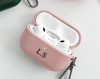 Personalized Faux Leather Case with Keychain for Apple AirPods 1/ 2/ 3/Pro 1/ Pro 2 - Unique Custom Luxury Gift - Shockproof Earbuds Cover