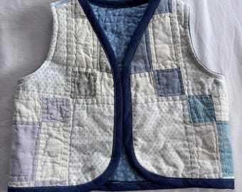 Handmade Upcycled Quilt vest for Toddler size 12-18 months