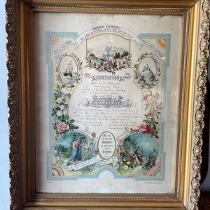 Antike verzierte Hochzeitsurkunde