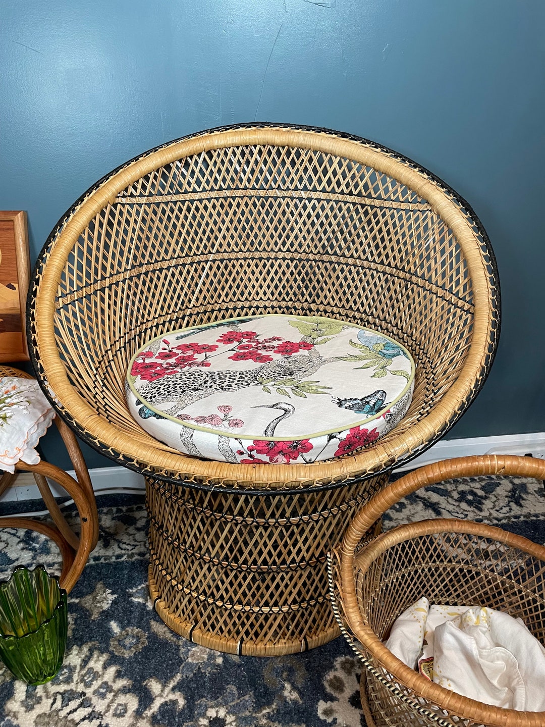 Vintage Wicker Barrel Chair Etsy