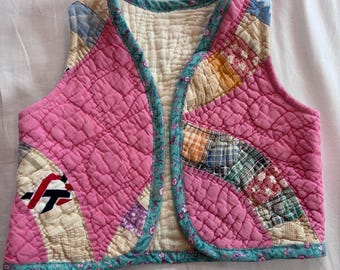 Handmade Upcycled Quilt vest for Toddler size 12-18 months