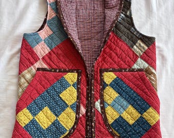 Handmade vest from Antique Indigo and Cheddar patchwork quilt