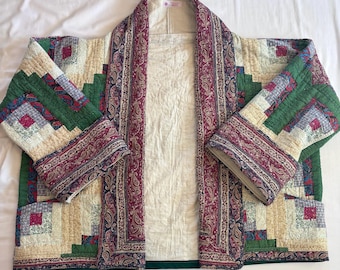 Upcycled Quilt Coat- Log Cabin