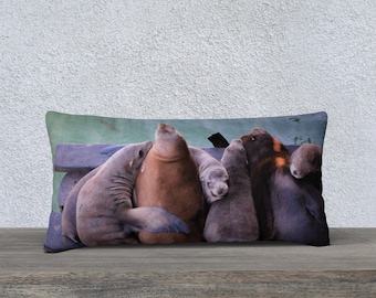 HeatherMonroeLang Photog "Sea Lion Cuddles Santa Cruz"  Pillowcase