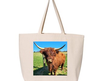 Scottish Highland Cow Fringe Jumbo Tote