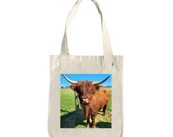 Scottish Highland Cow Blondie Organic Cotton Canvas Market Tote