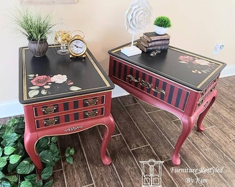 Regal Red/Black/Gold Tables/Elegant Tables/Refinished