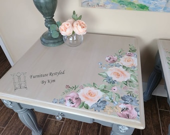 Gray End Tables Set/Nightstands/Refinished