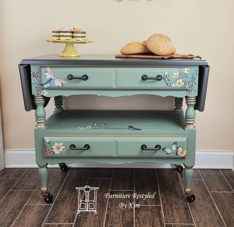 Sage Green Kitchen Cart/refinished Etsy