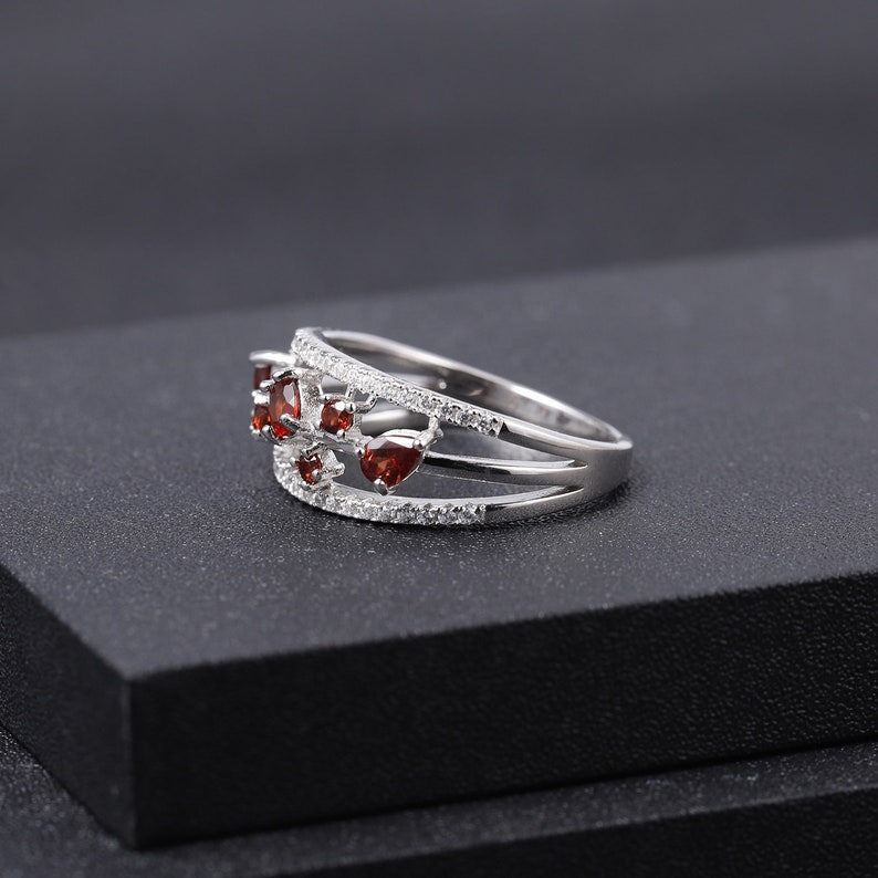 Natural Gemstone Cubic Zirconia Unique Multi Stone Design Ring