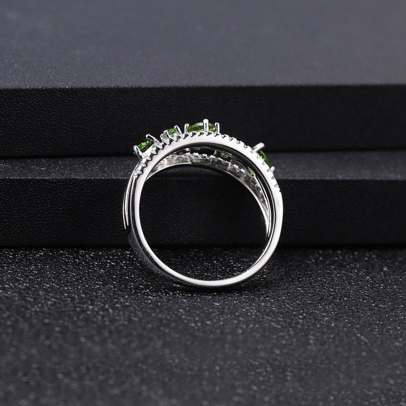 Natural Gemstone Cubic Zirconia Unique Multi Stone Design Ring