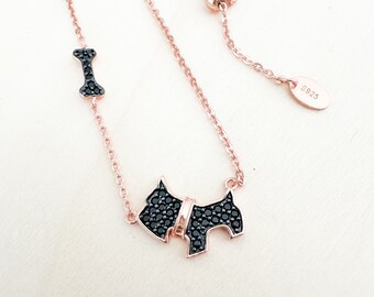 Minimalist Dog Necklace, Dog Rose Gold Necklace, Gift Animal Lover Necklace, Gift for her Necklace