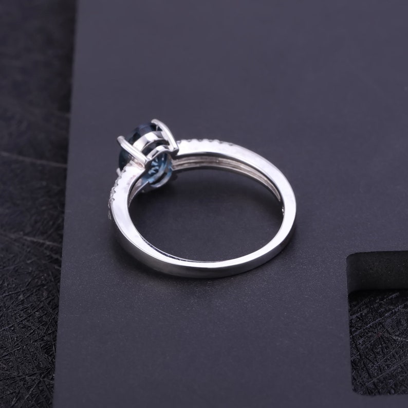 Natural London Blue Topaz Stone Silver Ring perfect gift for Her