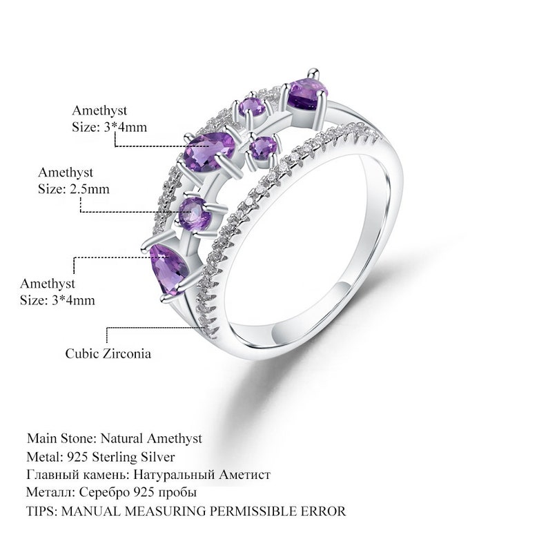 Natural Gemstone Cubic Zirconia Unique Multi Stone Design Ring