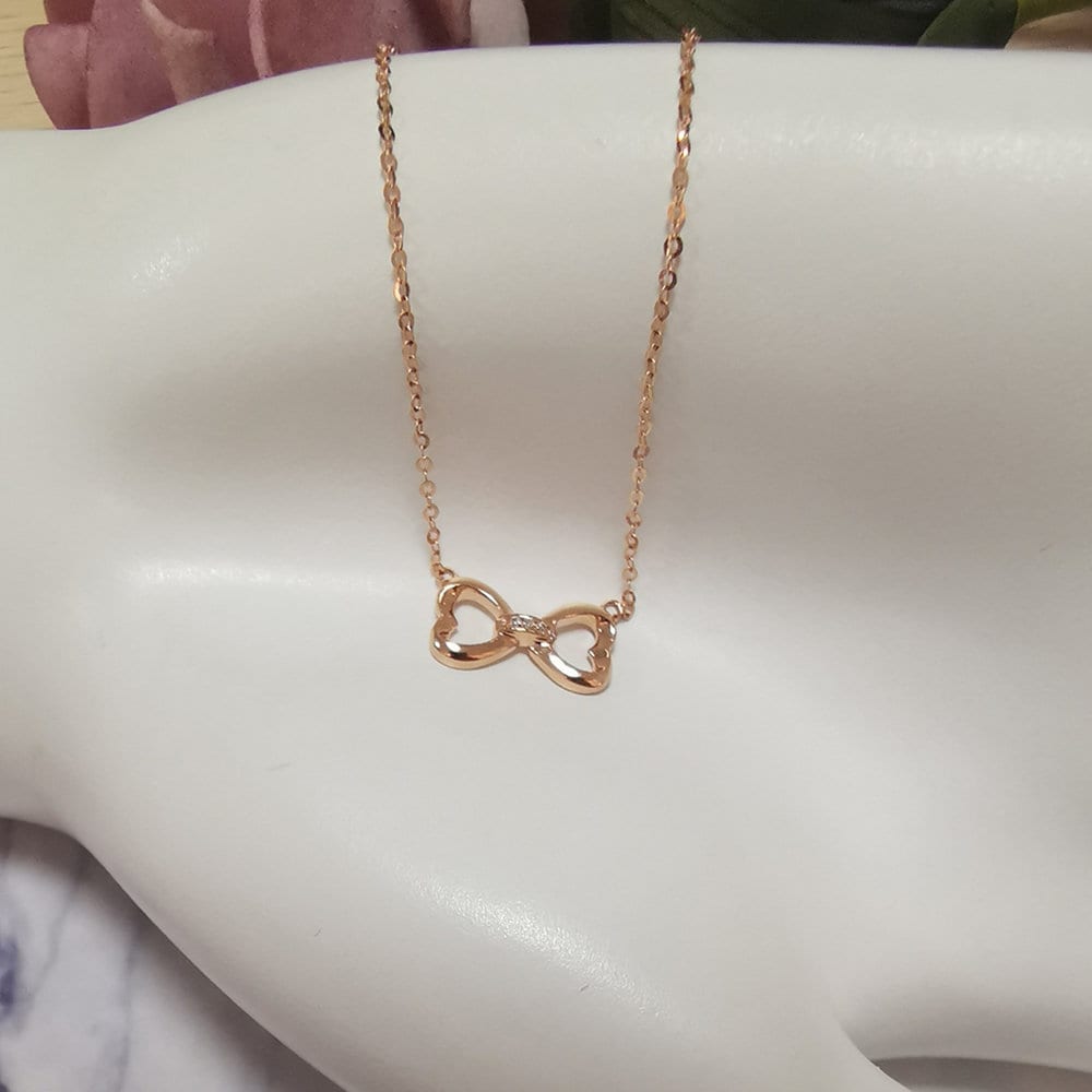 18K Solid Gold Bowknot Necklace Ribbon Gold Necklace Bowknot Etsy