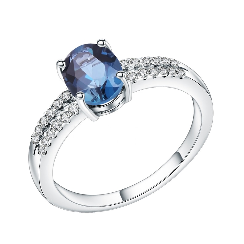 Natural London Blue Topaz Stone Silver Ring perfect gift for Her