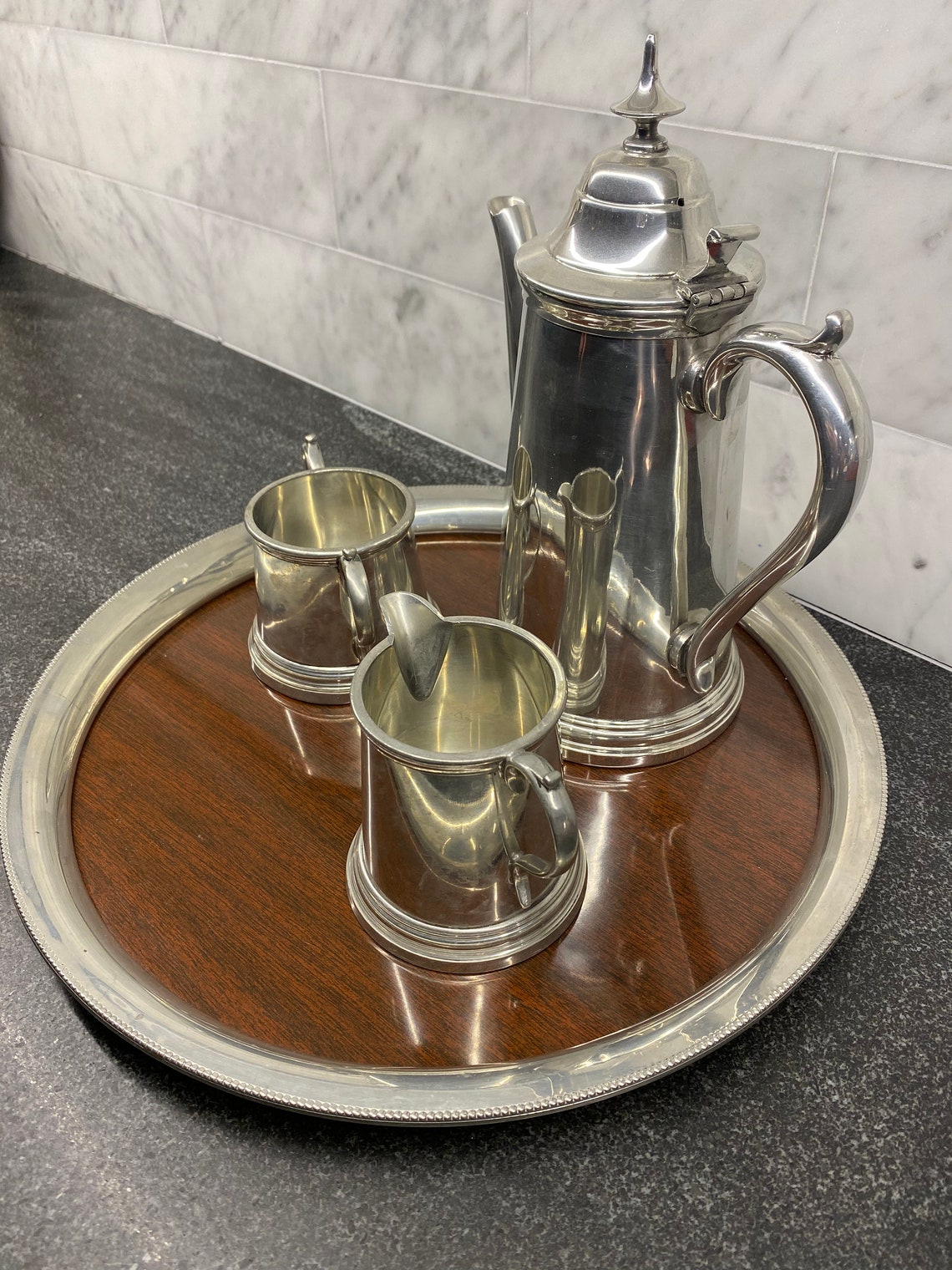 Antique Pewter Tea Set Etsy