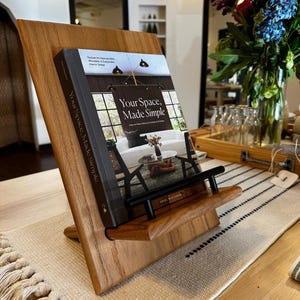 Handcrafted Wooden Cookbook Holder: Adjustable Recipe Stand & Tablet Holder