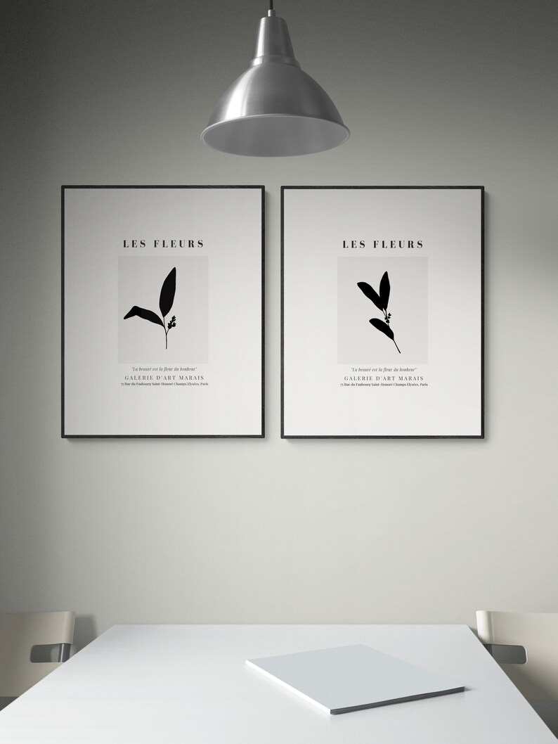 Minimalist Set of 6 Botanical Print Set, Modern Minimal Botanical Line ...