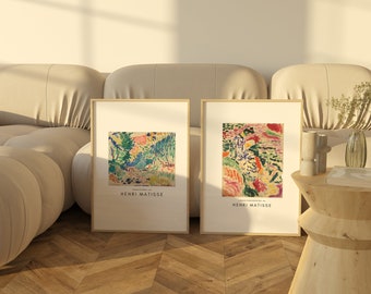 Henri Matisse Painting Set of 2 Exhibition Posters, Gallery Wall Set La Japonaise Landscape at Collioure Digital Download Paintings