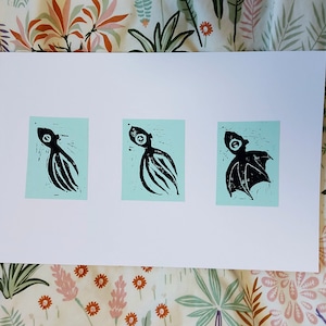 A3 Handmade Octopus Lino Prints