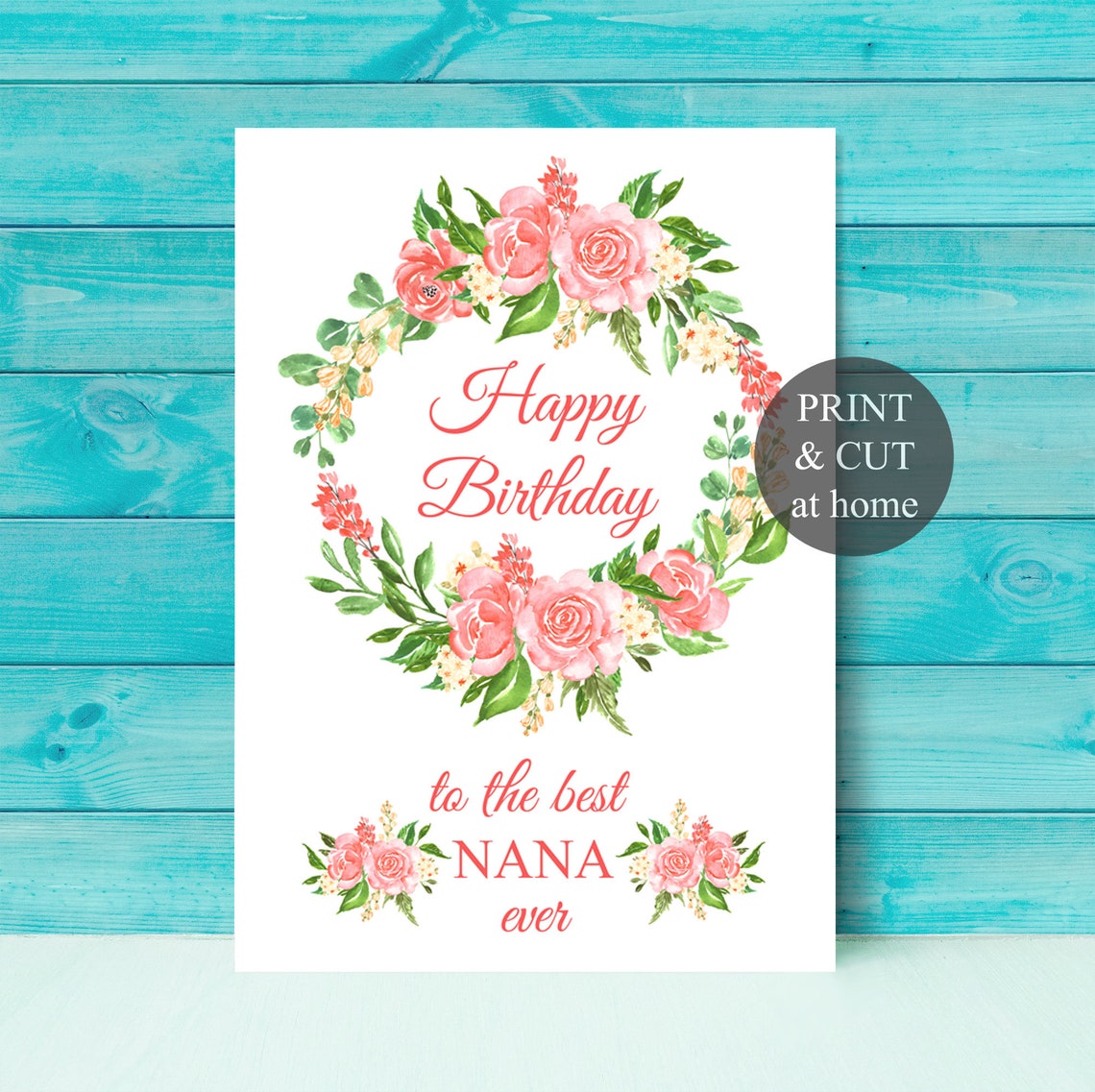 Printable Nana Birthday Card Digital Download Card for Nana Etsy