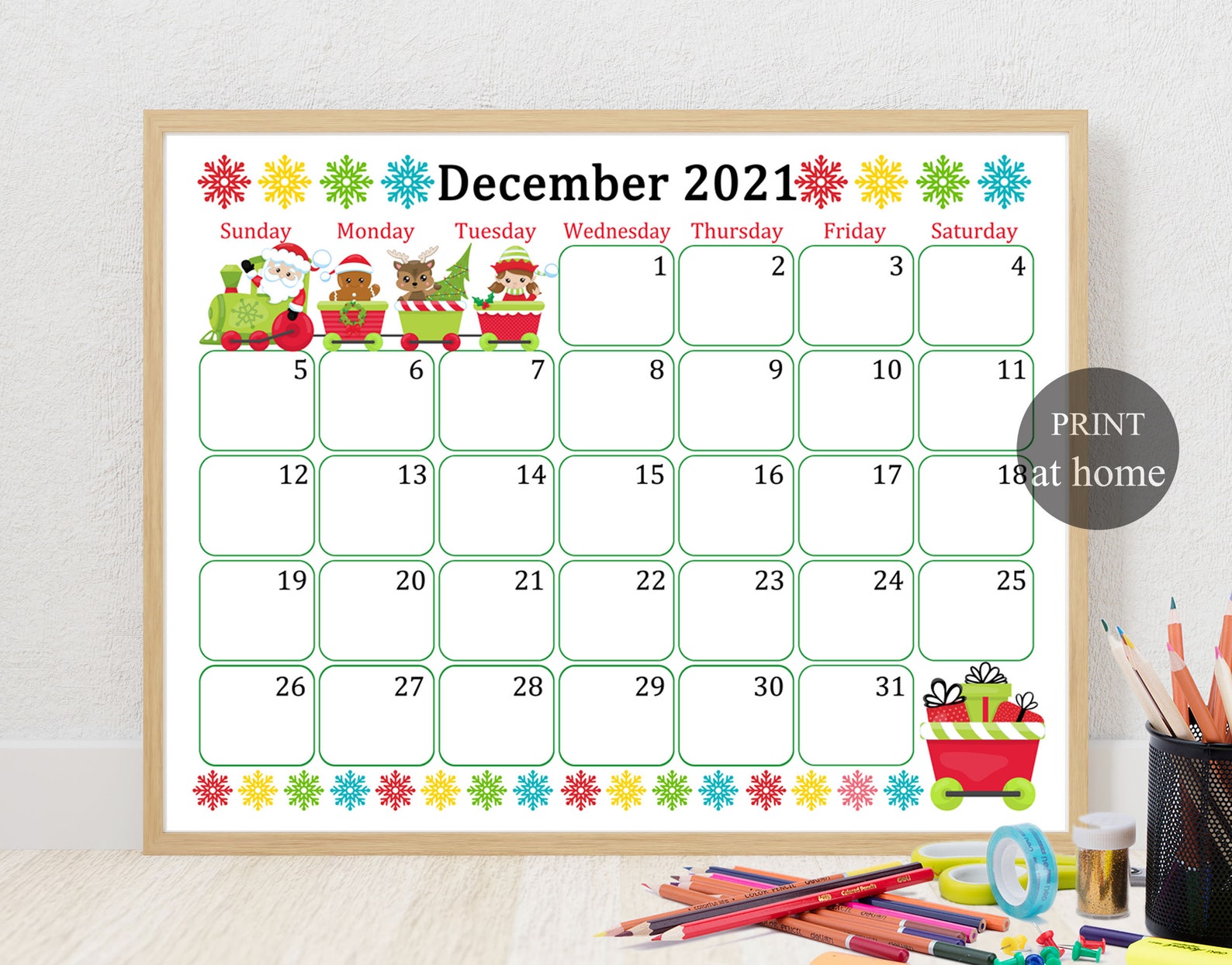 activity calendar december 2021