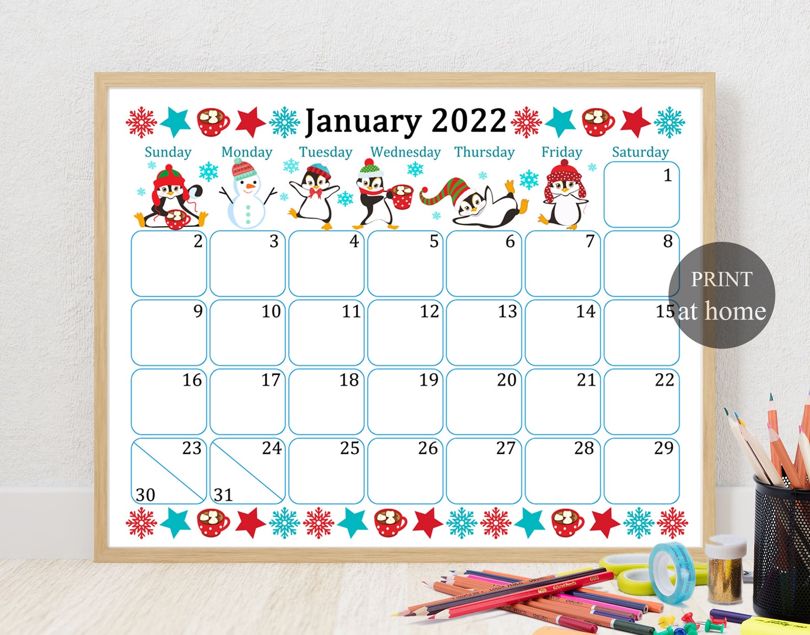 january 2022 calendar digital download monthly calendar for etsy