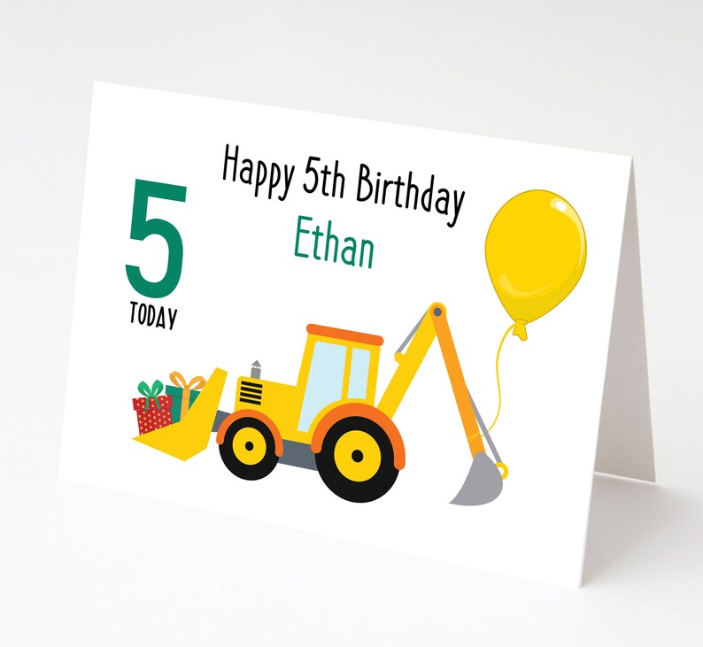personalized-5th-birthday-card-printable-digger-5thb-irthday-etsy