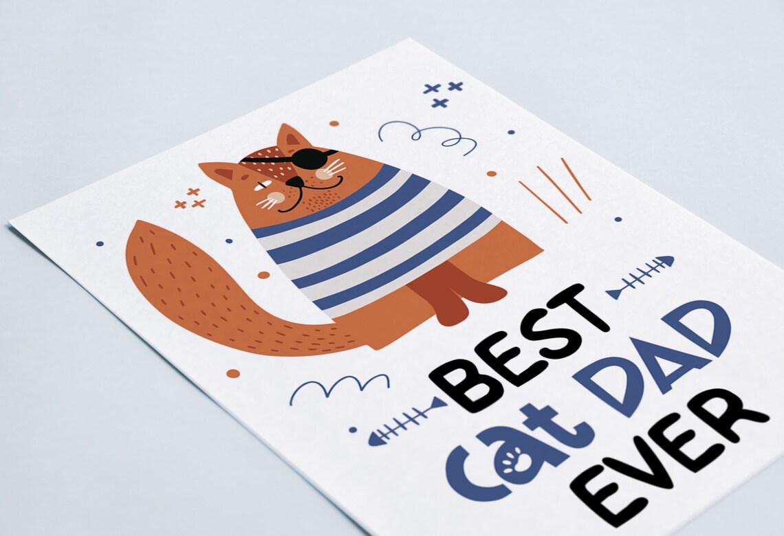 Best Cat Dad Ever Card Printable Father's Day Card Etsy