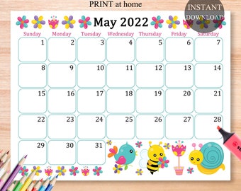 May Wall Calendar | Etsy