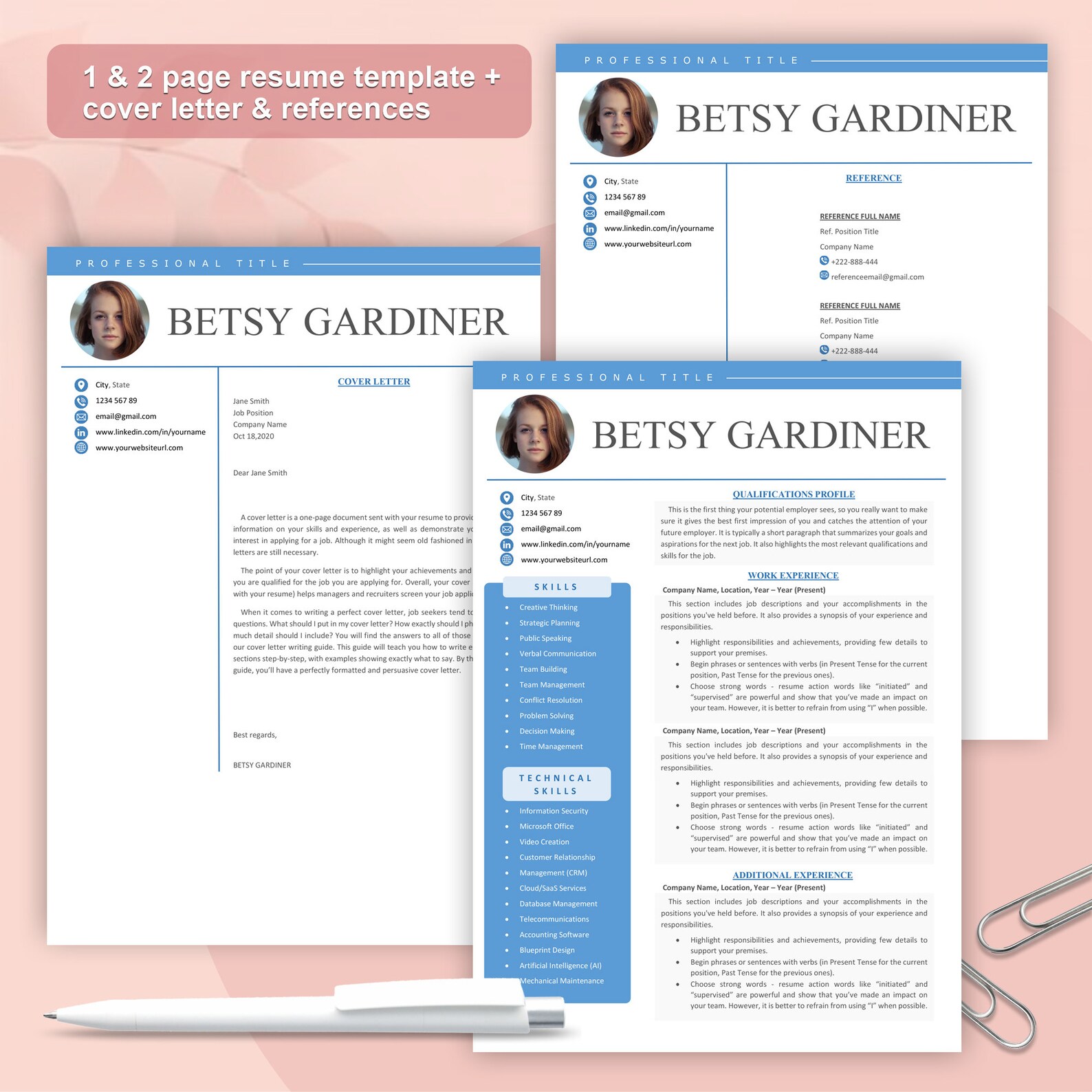 Creative Resume Template Bundle Word CV Resume Template | Etsy