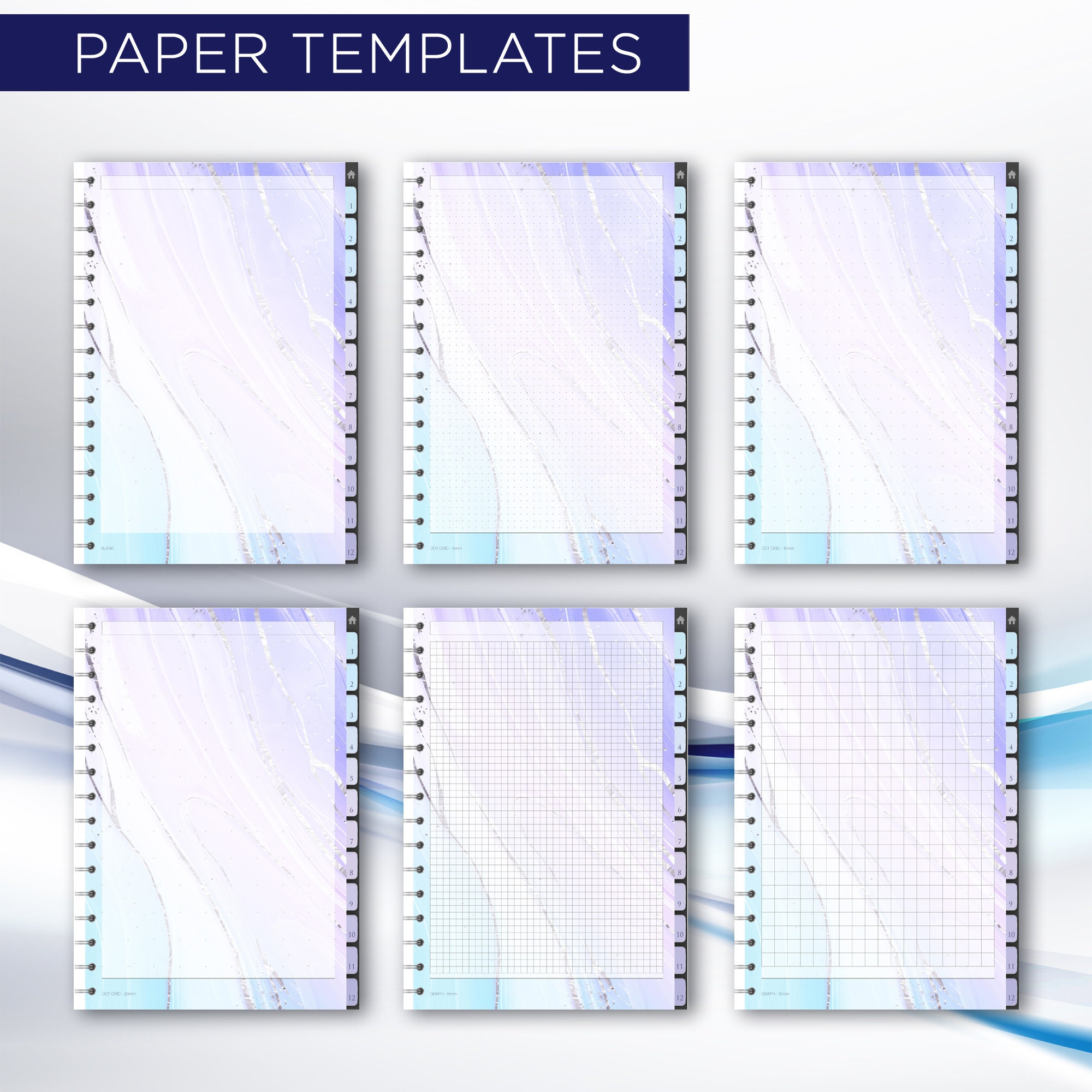 Marble Digital Notebook With Tabs, Purple Hyperlinked Notebook Journal ...