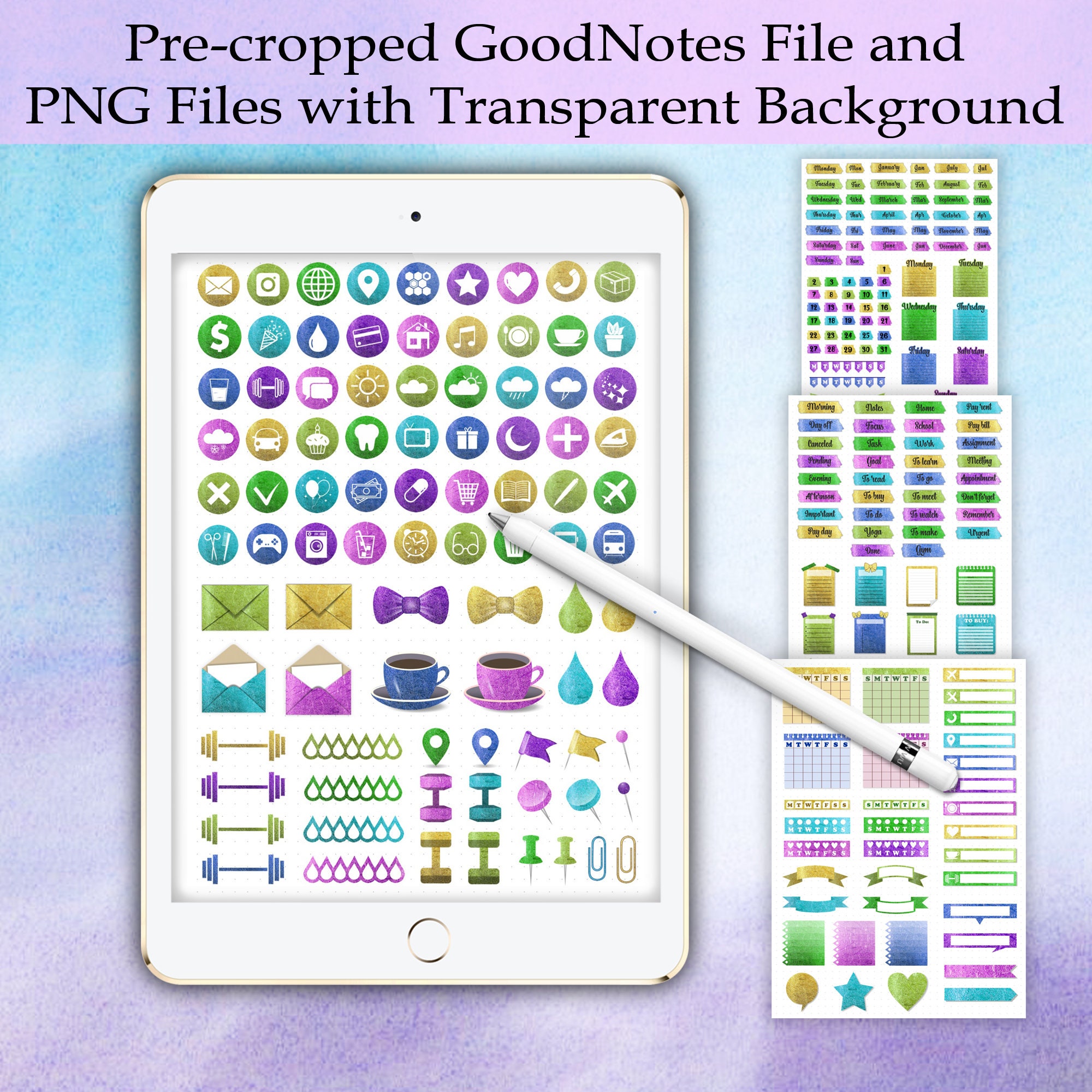 Essential Digital Stickers, Precropped Goodnotes Planner Stickers for  Everyday, PNG Stickers Digital Planner, Notability Stickers All in One 