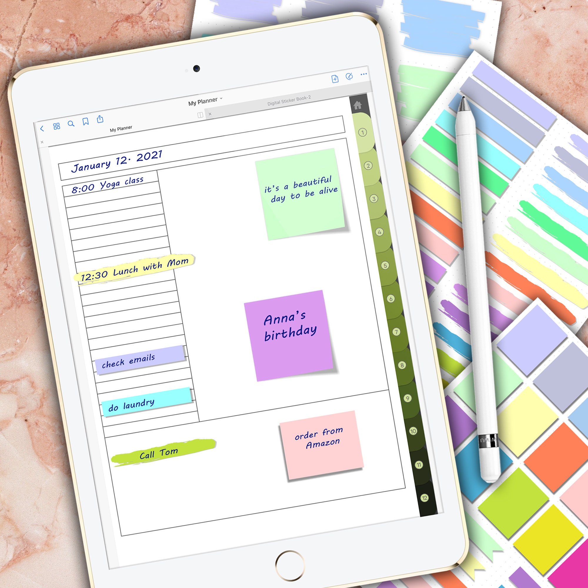 Rainbow Digital Sticky Notes Digital Stickers Goodnotes Etsy