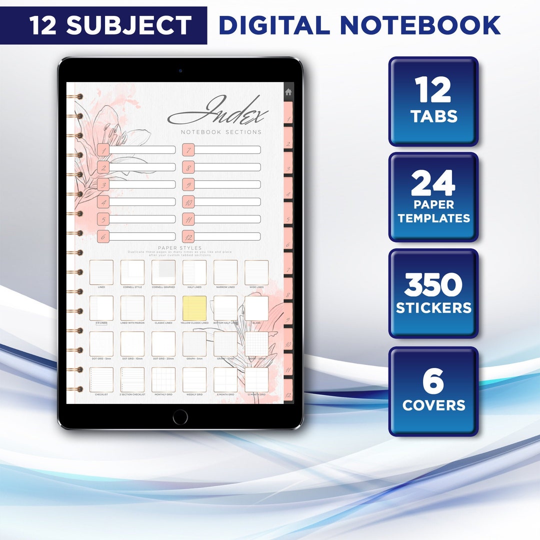 Flower Hyperlinked Digital Notebook Bundle, Digital Journal, Notability ...