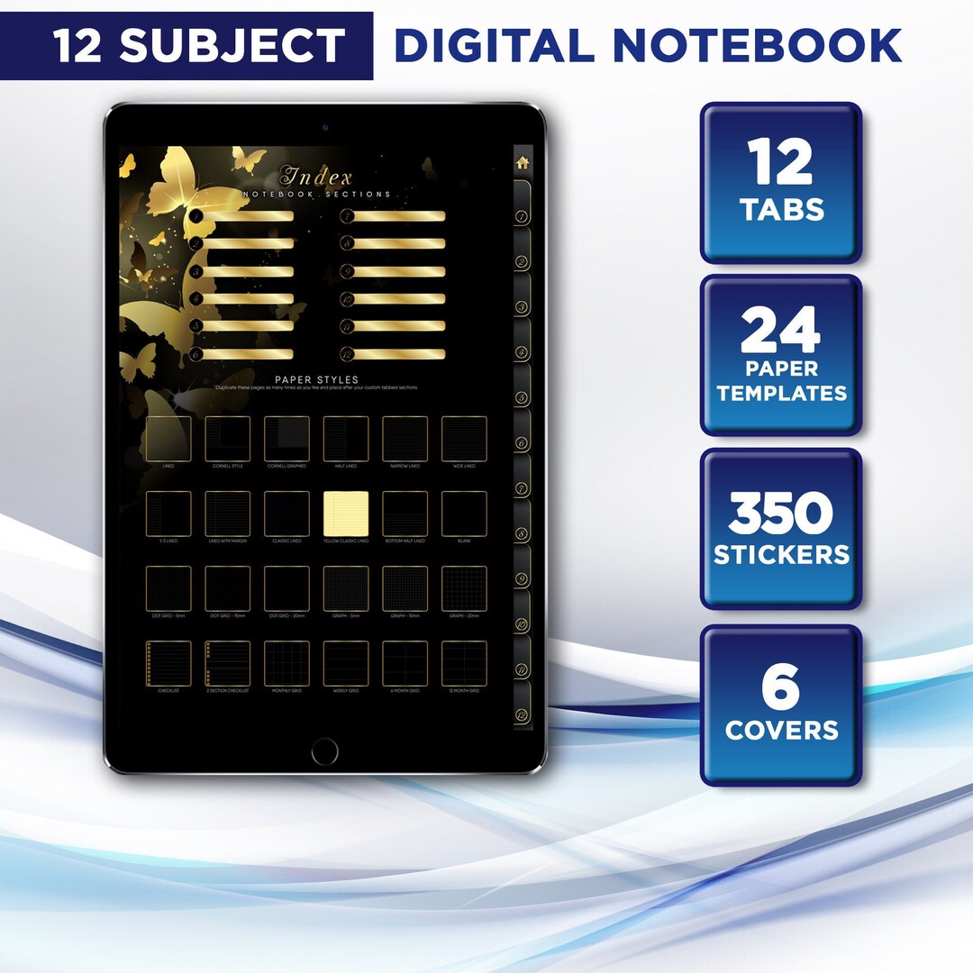 Butterfly Gold Black Notability Notebook Journal Dark Mode 12 - Etsy